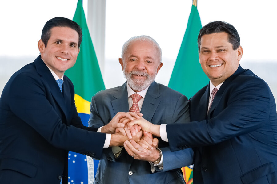 Presidente Lula e novos chefes do Legislativo manifestaram planos de colaboração entre poderes ao longo do biênio. Foto: Ricardo Stuckert / PR