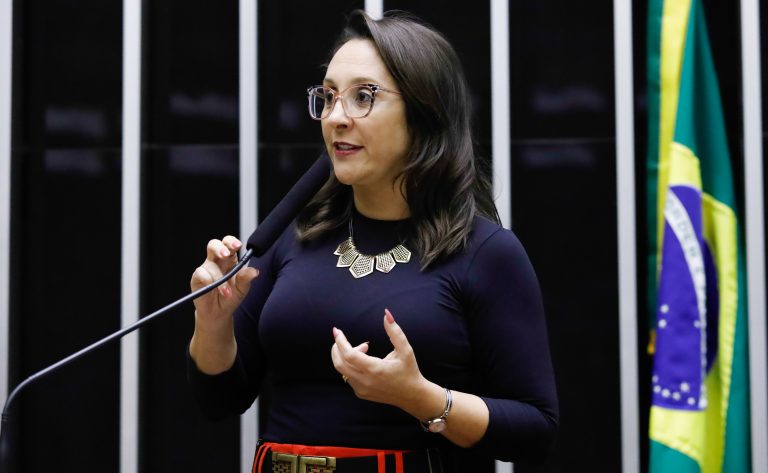 Deputada Renata Abreu fala ao microfone