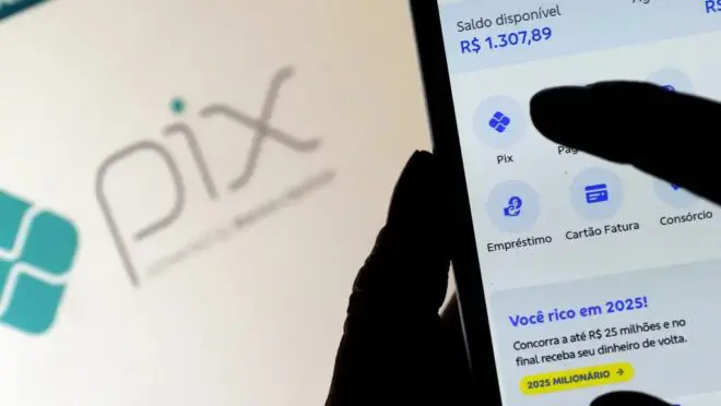 Página do celular aberta em área Pix de um Banco.