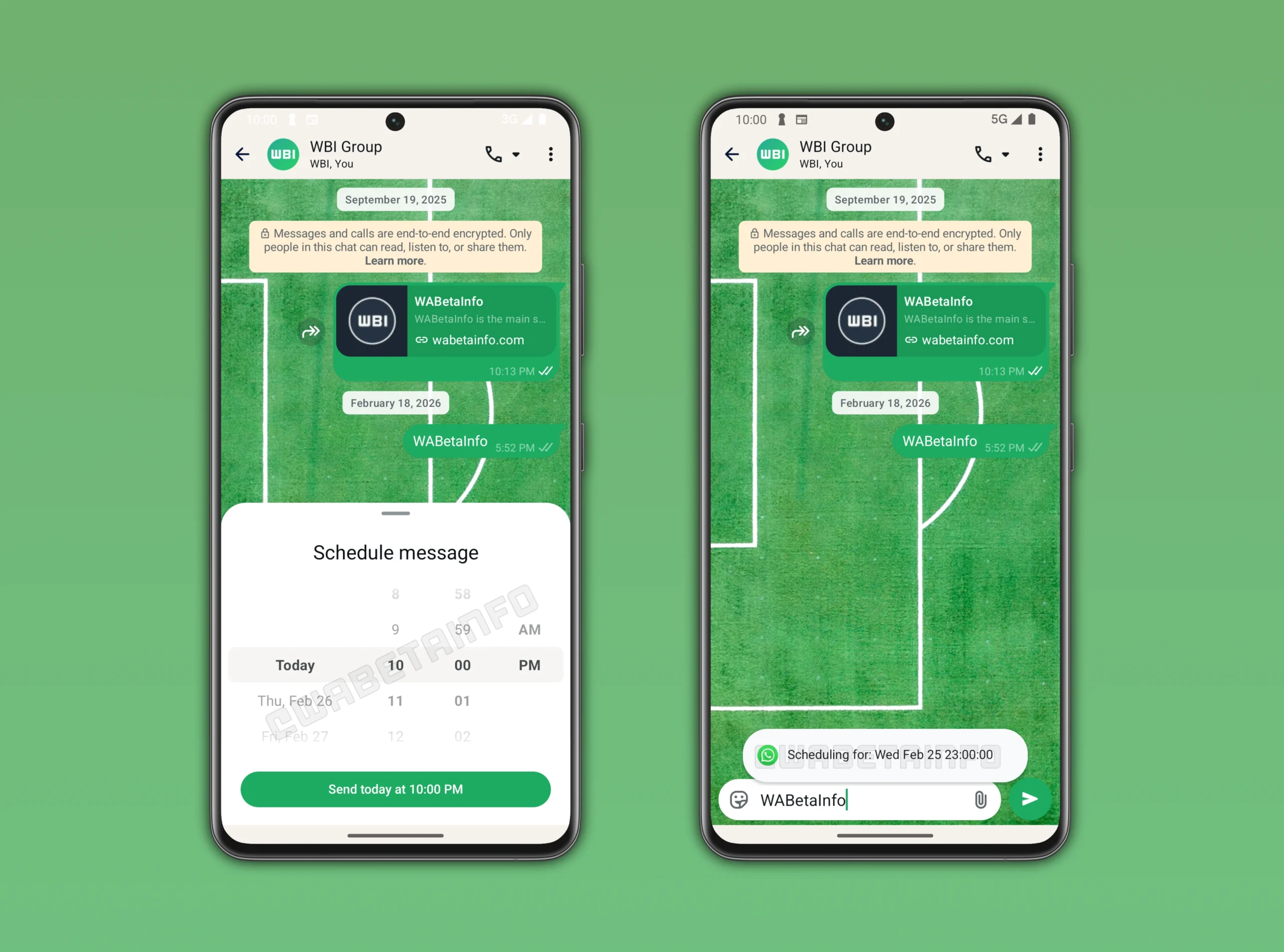 Image showing a feature that allows users to schedule their messages on WhatsApp beta for Android