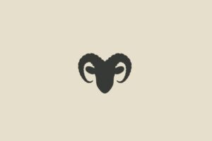 Ilustração do signo de Áries cinza em um fundo bege