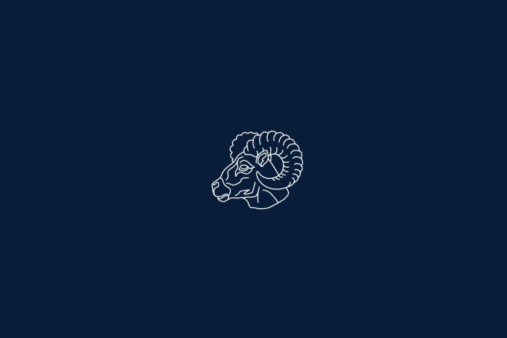 Ilustração de um carneiro em um fundo azul-escuro