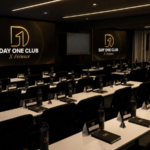 Espaço preparado para o Day One Club X-Perience, com estrutura para encontros de formação, networking e desenvolvimento empresarial.
