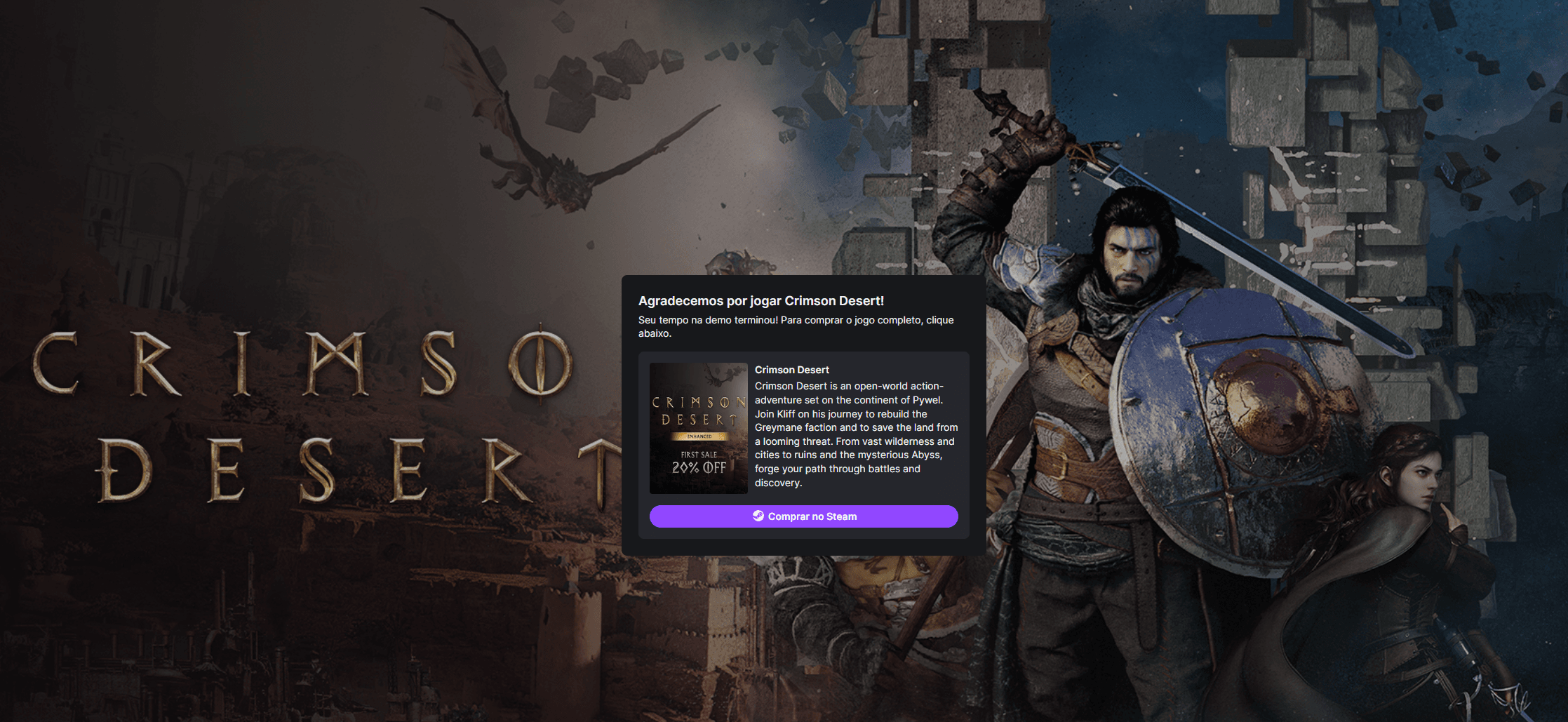 Crimson Desert pode ser jogado de graça e sem precisar instalar o jogo! Veja como